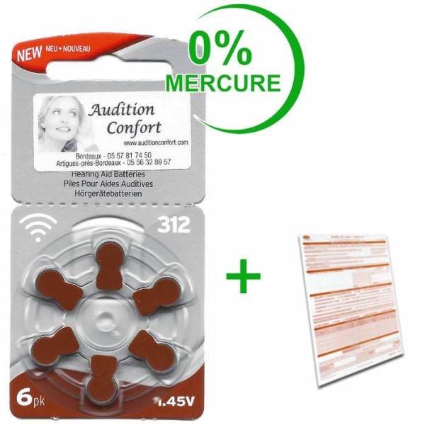 remboursement piles pour appareils auditifs 312 rayovac sans mercure